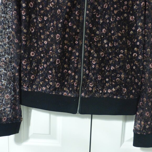 FOREVER 21 black floral lace bomber jacket - Picture 4 of 8